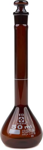 VEE GEE Scientific 2307A-50 زجاج بوروسيليكات سيباتا فئة أ قوارير حجمية كهرمانية، سدادة أرضية، سعة 50 مل (عبوة من 4) in Saudi Arabia