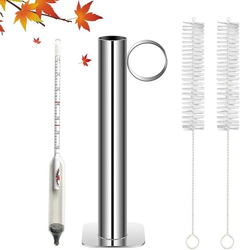 مجموعة مقياس كثافة شراب القيقب وبرطمانات الاختبار - مجموعة كثافة شراب القيقب عالية الجودة - مجموعة شراب القيقب من الفولاذ المقاوم للصدأ - تقيس محتوى السكر في الشراب، سهلة القراءة ودقيقة، مع فرشاة تنظيف in Kuwait