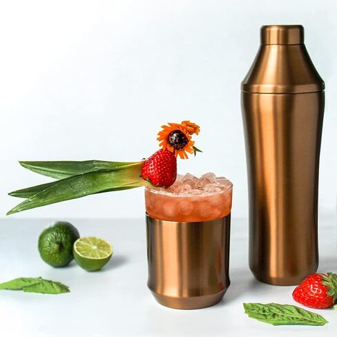 Elevated Craft Hybrid Cocktail Shaker - Premium Vacuum Insulated Stainless Steel Copper Cocktail Shaker - Innovative Measuring System - Martini Shaker for the Home Bartender - 28oz Total Volume in Saudi Arabia