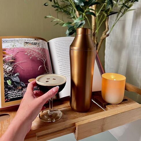 Elevated Craft Hybrid Cocktail Shaker - Premium Vacuum Insulated Stainless Steel Copper Cocktail Shaker - Innovative Measuring System - Martini Shaker for the Home Bartender - 28oz Total Volume in Saudi Arabia