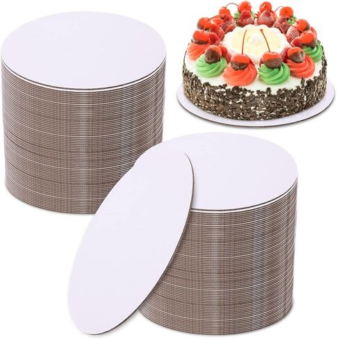 واتفكو 50 قطعة من الواح الكيك 10 انش دائرية بيضاء دائرية بقاعدة من الورق المقوى الامن غذائيا ومقاومة للدهون للاستعمال مرة واحدة (اكثر سمكا واقوى) in Kuwait