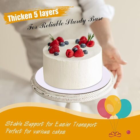 واتفكو 50 قطعة من الواح الكيك 10 انش دائرية بيضاء دائرية بقاعدة من الورق المقوى الامن غذائيا ومقاومة للدهون للاستعمال مرة واحدة (اكثر سمكا واقوى) in Kuwait