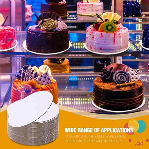 واتفكو 50 قطعة من الواح الكيك 10 انش دائرية بيضاء دائرية بقاعدة من الورق المقوى الامن غذائيا ومقاومة للدهون للاستعمال مرة واحدة (اكثر سمكا واقوى) in Kuwait
