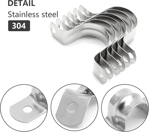 Bonsicoky 30 قطعة M12 حزام أنابيب صلب، 1/2 بوصة من الفولاذ المقاوم للصدأ 2 فتحة كابل U قوس مشبك أنابيب لتثبيت الأنابيب أو الكابل، عرض 0.47 بوصة in Kuwait
