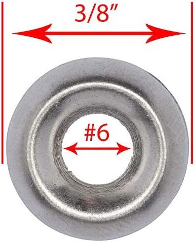 No 10 Stainless Cup Countersunk Finish Washer, (100 Pack) - Choose Size, by Bolt Dropper, 18-8 (304) Commercial Grade Corrosion Resistant Stainless Steel in Kuwait
