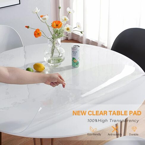VeeCano 24X42 بوصة البلاستيك الشفاف غرفة الطعام الجدول حامي PVC الجدول وسادة غطاء مفرش مكتب مكتب حصيرة الجدول أعلى غطاء الحماية ل 5ft الخشب الأثاث القهوة عشاء بار المطبخ طاولة كونترتوب in Kuwait