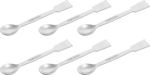 6 قطع مجارف مع ملعقة، 7.9 بوصة - ستانلس ستيل، مصقول - طرف مسطح واحد، طرف ملعقة واحدة - Eisco Labs in Kuwait