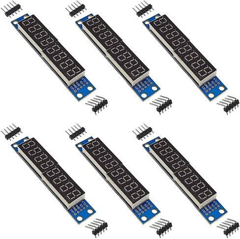 Haldzemo MAX7219 8 أرقام 7 شرائح رقمية 0.36 بوصة 8 بت وحدة عرض LED حمراء لأنبوب Arduino 51/AVR/STM32 (6 Pcak) in Kuwait