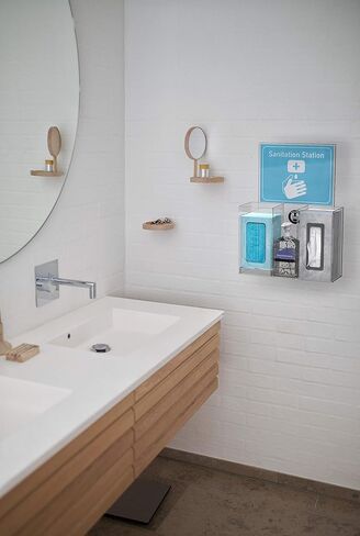 Hygiene Station Sanitation Station Mask Dispenser, Glove Dispenser Wall Mount, Triple Box Glove Holder, PPE Station, Hand Sanitizer, Disinfecting Wipes Transparent in Saudi Arabia