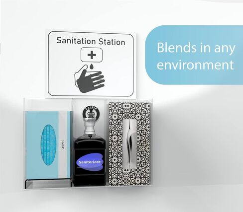 Hygiene Station Sanitation Station Mask Dispenser, Glove Dispenser Wall Mount, Triple Box Glove Holder, PPE Station, Hand Sanitizer, Disinfecting Wipes Transparent in Saudi Arabia