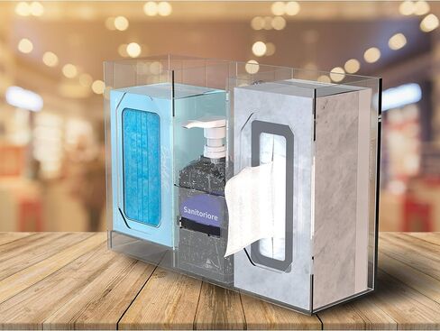 Hygiene Station Sanitation Station Mask Dispenser, Glove Dispenser Wall Mount, Triple Box Glove Holder, PPE Station, Hand Sanitizer, Disinfecting Wipes Transparent in Saudi Arabia