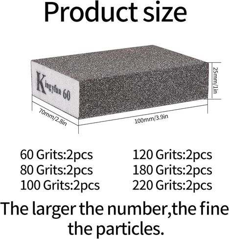 Sanding Sponge, 12 Pcs Sanding Blocks, 60/80/100/120/180/220# Sandpaper Blocks, Coarse & Ultra Fine Wet and Dry Sanding Pads, Washable Reusable for Wood Drywall Sanding Blocks in Kuwait
