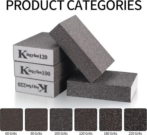Sanding Sponge, 12 Pcs Sanding Blocks, 60/80/100/120/180/220# Sandpaper Blocks, Coarse & Ultra Fine Wet and Dry Sanding Pads, Washable Reusable for Wood Drywall Sanding Blocks in Kuwait