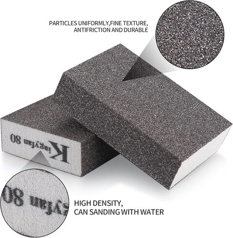 Sanding Sponge, 12 Pcs Sanding Blocks, 60/80/100/120/180/220# Sandpaper Blocks, Coarse & Ultra Fine Wet and Dry Sanding Pads, Washable Reusable for Wood Drywall Sanding Blocks in Kuwait