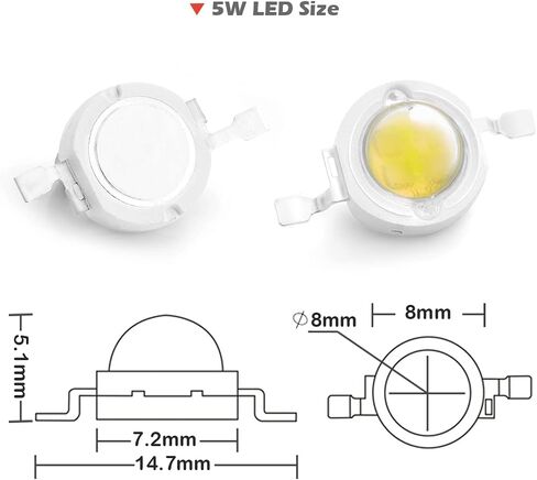 CHANZON 10 pcs High Power Led Chip 5W Warm White (3000K - 3500K / Input 600mA - 700mA / DC 6V - 7V / 5 Watt) Super Bright Intensity SMD COB Light Emitter Components Diode 5 W Bulb Lamp DIY Lighting in Saudi Arabia