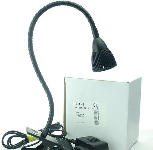 5W Clip on Clamp Gooseneck COB LED Desk Table Light lamp Warm White 19inch Neck Black in Kuwait