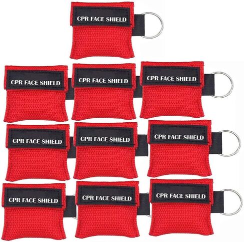 LSIKA-Z 10pcs CPR Face Shield Mask Keychain Keying CPR Face Shields Pocket Mask (Red-10) in Kuwait