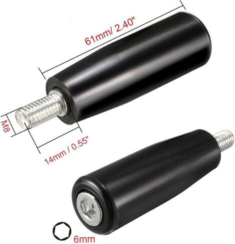 M8 x 63 mm Revolving Handle Male, Thread Screw Knob with Plastic Bakelite Revolving Handle Grip for Machine Power Lathe Accessories in Saudi Arabia