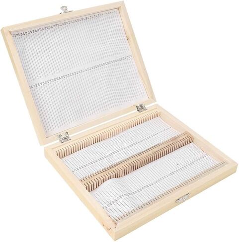 100 قطعة صندوق تخزين منزلق خشبي، شرائح مجهرية مُجهزة من الزجاج البيولوجي، لتعليم العلوم البيولوجية الأساسية in Kuwait