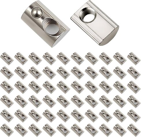 YHNTGB 60pcs M3 Spring T Nut، M3 T Slot Nut، M3 T Slot Nut، M3 T Slot Nut، كرة زنبركية محملة لصناعة آلة الطابعة ثلاثية الأبعاد من الألومنيوم in Kuwait