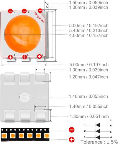 CHANZON 100 قطعة 5050 أبيض 6000K SMD LED أضواء ديود (سطح جبل 5 مم × 5 مم 3 رقائق / LED PLCC 6 دبابيس 60 مللي أمبير 15-18LM) مصابيح إضاءة فائقة السطوع ومكونات إلكترونية وثنائيات باعثة للضوء in Kuwait