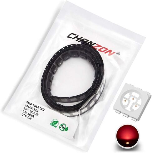 CHANZON 100 قطعة 5050 أبيض 6000K SMD LED أضواء ديود (سطح جبل 5 مم × 5 مم 3 رقائق / LED PLCC 6 دبابيس 60 مللي أمبير 15-18LM) مصابيح إضاءة فائقة السطوع ومكونات إلكترونية وثنائيات باعثة للضوء in Kuwait