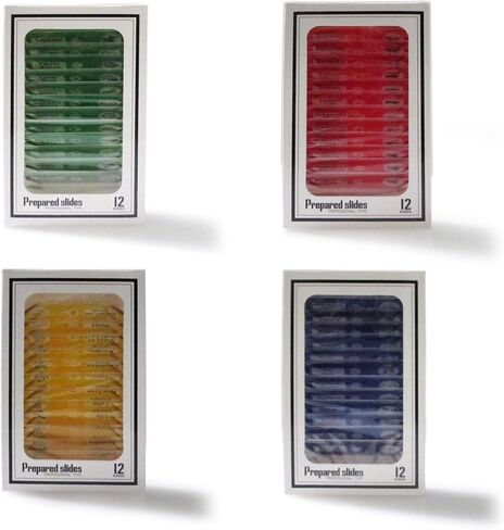 اكيتوك مجموعة شرائح مجهر جاهزة 48 قطعة من الحيوانات والحشرات والنباتات والزهور وعينات للتعليم in Kuwait