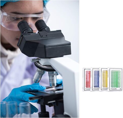 اكيتوك مجموعة شرائح مجهر جاهزة 48 قطعة من الحيوانات والحشرات والنباتات والزهور وعينات للتعليم in Kuwait