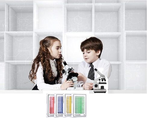 اكيتوك مجموعة شرائح مجهر جاهزة 48 قطعة من الحيوانات والحشرات والنباتات والزهور وعينات للتعليم in Kuwait