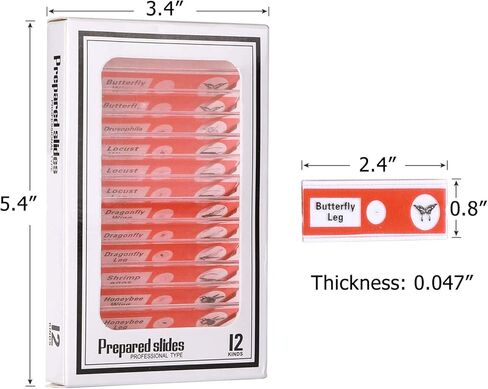 اكيتوك مجموعة شرائح مجهر جاهزة 48 قطعة من الحيوانات والحشرات والنباتات والزهور وعينات للتعليم in Kuwait