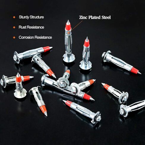 مجموعة متنوعة من مسامير تثبيت للمحرك مولي طويلة ومطلية بالزنك من Rustark 24 قطعة 35/46/59 مم مطلية بالزنك الثقيلة مولي مولي مقود للحائط المجوف مجموعة متنوعة للجدران الجافة المعلقة أو لوحات in Kuwait