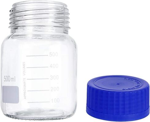 زجاجات بكاشف تخزين الوسائط من Basstein Lab ذات الفم الواسع، غطاء برغي GL80 متدرج مانع للتسرب، متعدد الأغراض للأغراض العلمية | عبوة من 6 قطع (برتقال، 500 مل) in Kuwait