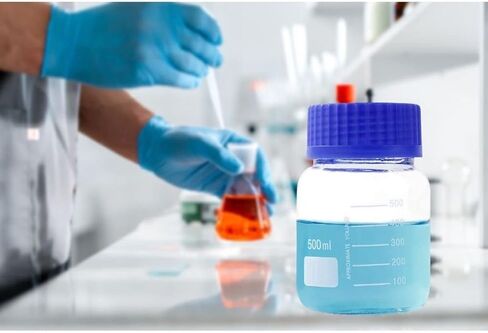 زجاجات بكاشف تخزين الوسائط من Basstein Lab ذات الفم الواسع، غطاء برغي GL80 متدرج مانع للتسرب، متعدد الأغراض للأغراض العلمية | عبوة من 6 قطع (برتقال، 500 مل) in Kuwait