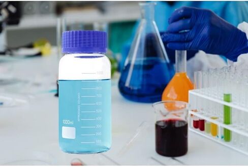 زجاجات بكاشف تخزين الوسائط من Basstein Lab ذات الفم الواسع، غطاء برغي GL80 متدرج مانع للتسرب، متعدد الأغراض للأغراض العلمية | عبوة من 6 قطع (برتقال، 500 مل) in Kuwait
