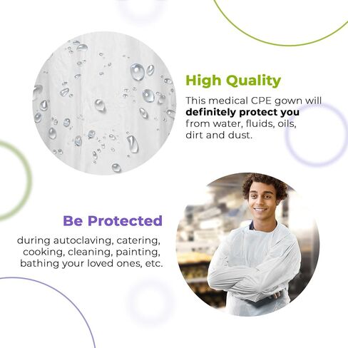 أثواب عزل AMZ Medical Supply مقاس كبير 47 بوصة، حزمة من 25 ثوبًا أزرقًا يمكن التخلص منه طبيًا مع أربطة خصر، حلقات إبهام، ثوب عزل CPE مقاوم للماء للاستعمال مرة واحدة، أثواب معدات الوقاية الشخصية عديمة الرائحة يمكن التخلص منها in Kuwait