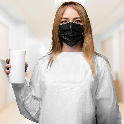 أثواب عزل AMZ Medical Supply مقاس كبير 47 بوصة، حزمة من 25 ثوبًا أزرقًا يمكن التخلص منه طبيًا مع أربطة خصر، حلقات إبهام، ثوب عزل CPE مقاوم للماء للاستعمال مرة واحدة، أثواب معدات الوقاية الشخصية عديمة الرائحة يمكن التخلص منها in Kuwait