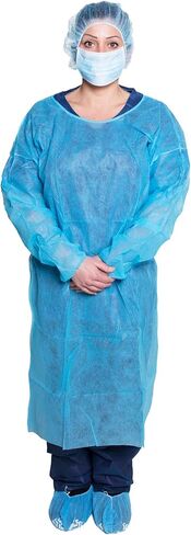 Dukal Isolation Gown, Non-Sterile, Blue (Pack of 10) in Saudi Arabia
