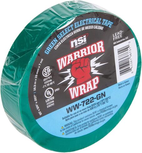 NSi Industries WarriorWrap Select 3/4 بوصة × 6 أقدام 7 مل شريط كهربائي من الفينيل ، أخضر (WW-722-GN) in Kuwait