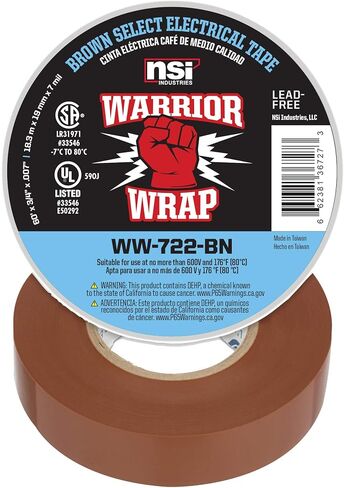 NSI WarriorWrap Select 3/4 in. x 60 ft. 7 mil Vinyl Electrical Tape, Brown in Saudi Arabia