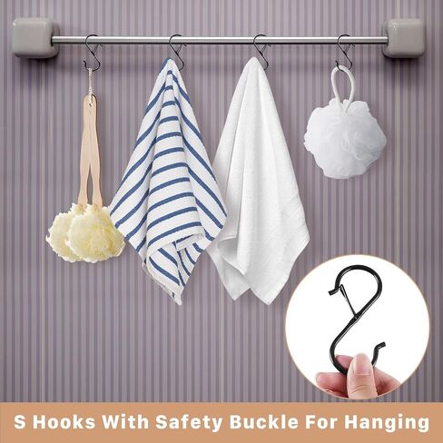 30 حزمة S خطافات للتعليق، خطافات S مع مشبك أمان، خطافات شديدة التحمل على شكل S، خطافات تعليق S مقاومة للصدأ 3.55 بوصة، خطافات سوداء S لتعليق النباتات، أواني المطبخ، المقالي، خزانة الحمام، الحديقة in Kuwait