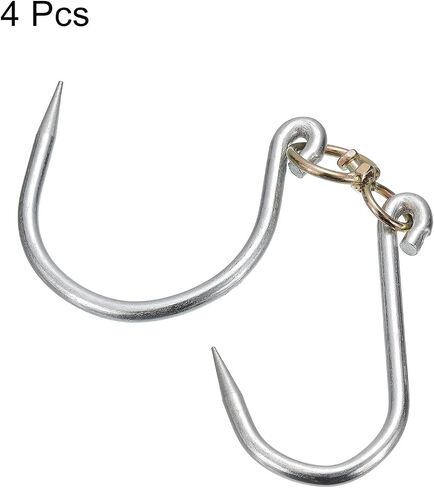 uxcell 12'' Swivel Meat Hooks, 0.34'' Thickness Galvanized Processing Butcher Hooks for Hanging Drying Smoking Meat Products, 4Pcs in Saudi Arabia