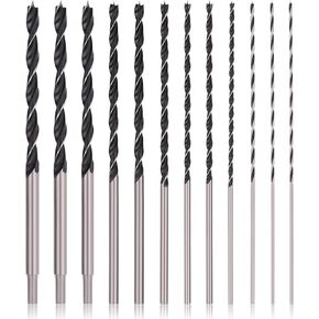 COMOWARE 12" Extra Long Brad Point Drill Bit Set, 12 Pcs High Carbon Steel Long Drill Bit, Long Drill Bits for Wood, Plastic, PVC, Composite & Rubber, 1/8", 3/16", 1/4", 5/16", 3/8", 7/16", 1/2" in Kuwait