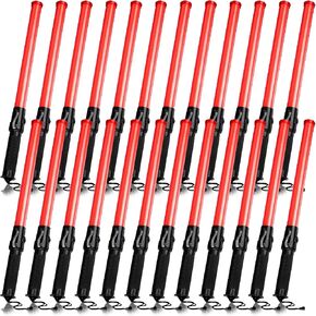 24 Pieces 21 Inch Signal Traffic Wand Safety Traffic Control Wand Safety Traffic Baton with 2 Flashing Modes LED Light, Wrist Strap Lanyard and Side Clip Design for Parking Guides in Saudi Arabia
