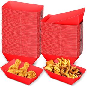 Uiifan 200 Pcs Paper Food Boats Disposable Paper Food Tray Nacho Fast Food Baskets Grease Resistant Disposable Serving Tray Cardboard Hot Dog Holder for Burgers Fries Sandwiches Picnic Party (Black)