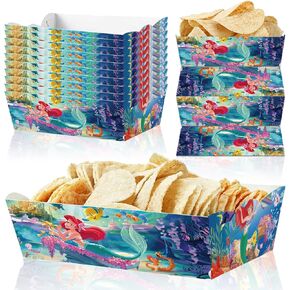 30Pcs Little Mermaid Ariel Paper Snack Trays Party Supplies Little Mermaid Food Trays Boys Hero Theme Decoration Popcorn Paperboard Holder for Little Mermaid Ariel Birthday Party Favors in Kuwait