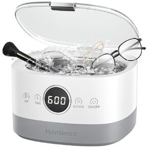 منظف ​​بالموجات فوق الصوتية من هانينس، آلة تنظيف المجوهرات سعة 750 مل مع التحكم باللمس ووضع ديغا، منظف صوتي 46 كيلو هرتز للمجوهرات والخواتم والفضة وأطقم الأسنان والنظارات والساعات in Kuwait