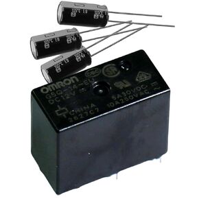 OMRON (G5Q-14-EU 12DC & EEU-EB1J221) مرحل الطاقة، SPDT، 12VDC، SPDT 12VDC ClassF عالي السعة، مختوم، 220 درجة فهرنهايت، 65 فولت، مكثف in Kuwait