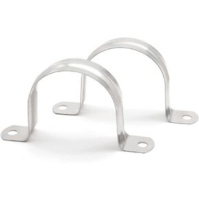 100PCS M12 (1/2 Inch) Stainless Steel Rigid Pipe Hole Strap, U Bracket Pipe Strip Cable Clamp Hanger with 2 Holes Fit for 1/2 inch Pipes OD