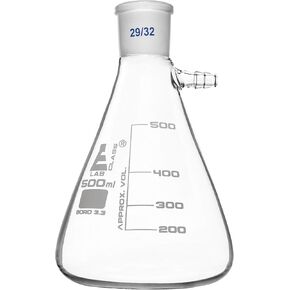 قارورة فلتر Buchner، 500 مل - مفصل بحجم المقبس 29/32 - ذراع جانبي - زجاج بوروسيليكات 3.3 - Eisco Labs in Kuwait