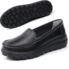 Nursgram Nurse Shoes Women Nursing Work Healthcare Slip Resistant Breathable Restaurant Food Service Lightweight Leather Loafers